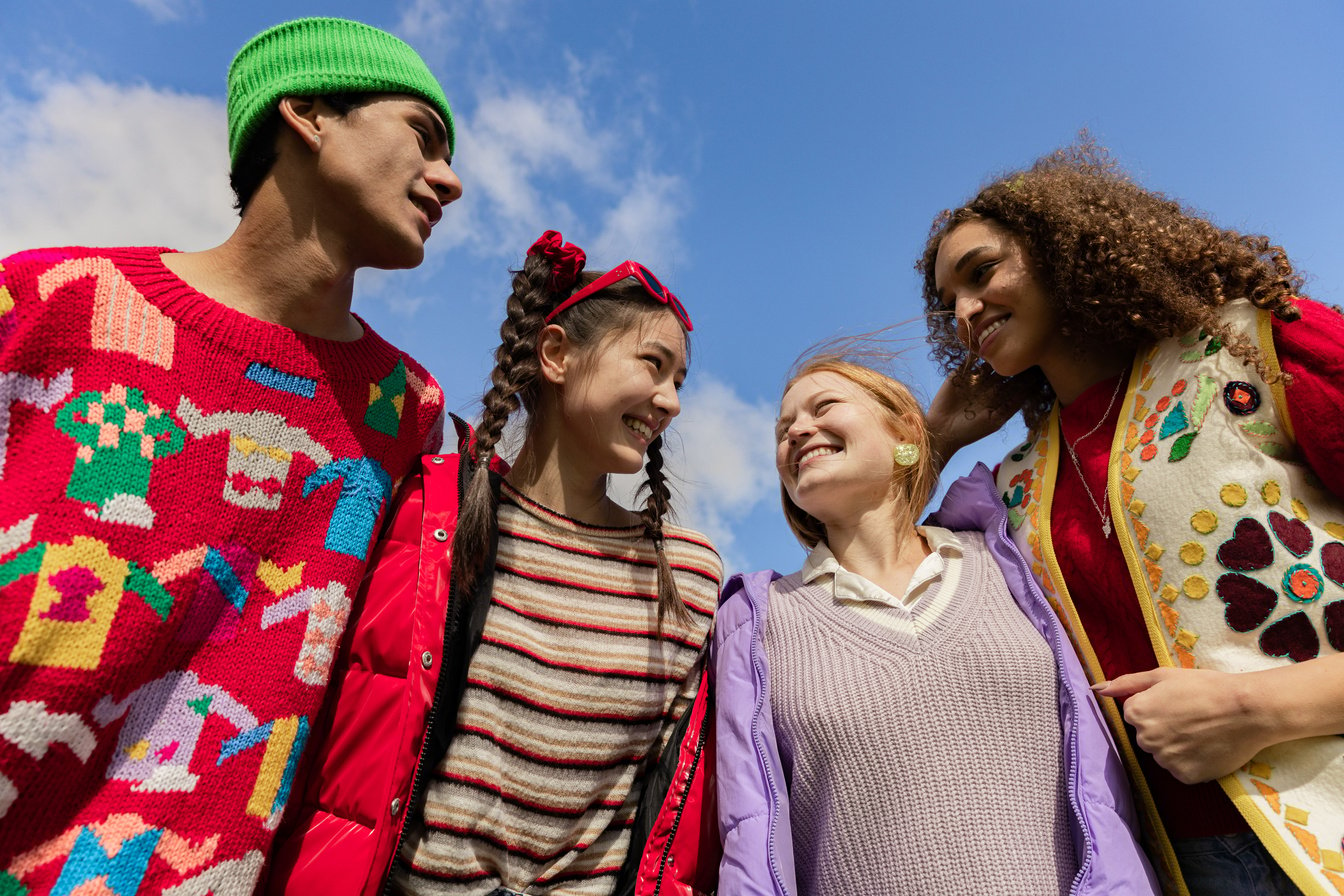 Teenagers in Trendy Outfits Outdoors